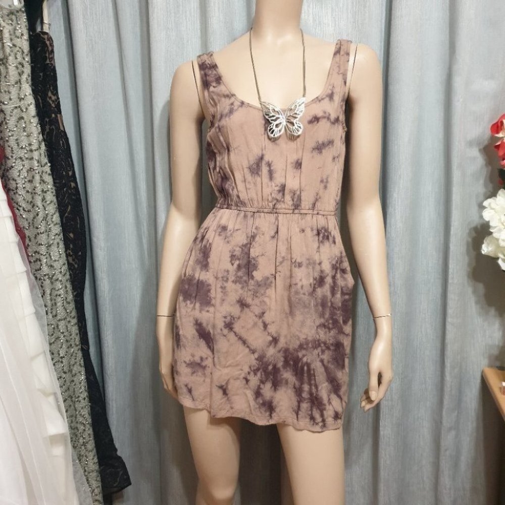 DOTTI AU-6 Brown Tie Dye Sleeveless Tunic / Short Dress - Very Good Condition - Picture 4 of 11